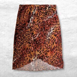 vintage y2k kristin nicole leopard asymmetric midi skirt